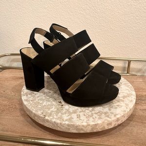 Chunky block high heel with ankle strap
